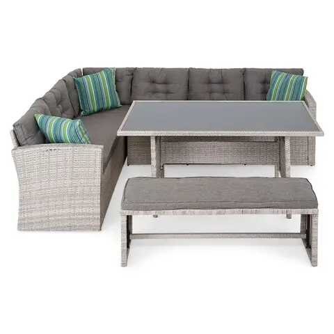 Set mobilier pentru exterior, 4 piese, Laguna, gri Cel mai vândut