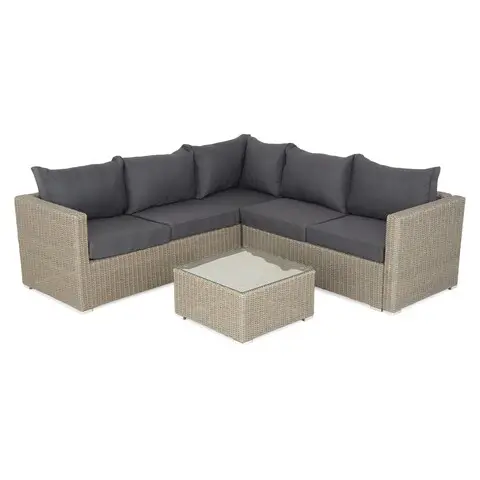 Cel mai bun preț Set mobilier pentru gradina/terasa, Casaboa, coltar + masa, aluminiu/fibre sintetice, natur/gri
