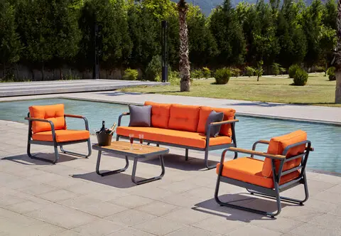 Set mobilier de gradina, Hanah Home, Rio, Portocaliu Mai ieftin