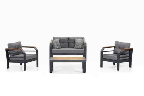 Ofertă de sezon Set mobilier de gradina, Hanah Home, Assento 2+1+1+S, Gri/Negru