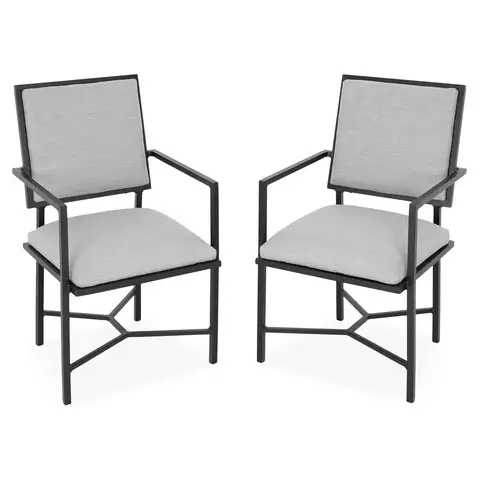Set 2 scaune pentru exterior Evie, 59x50x90 cm, aluminiu, negru/gri Disponibil imediat