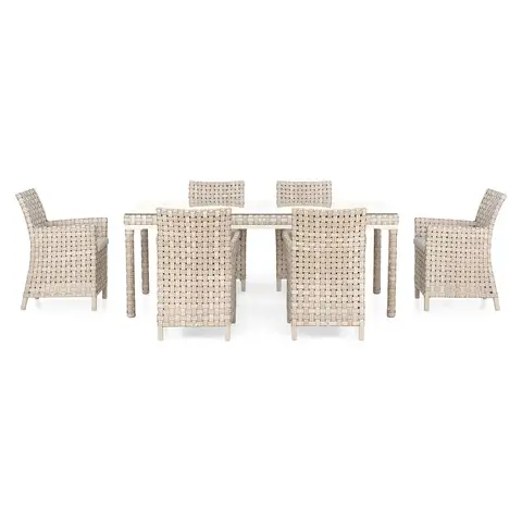 Set 6 scaune si masa pentru gradina/terasa Cielo, aluminiu/sticla securizata, gri Popular