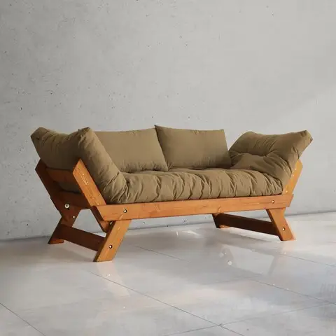 Disponibil imediat Canapea de gradina cu 2 locuri, Hanah Home, CPT8125-210, Teak / Cămilă