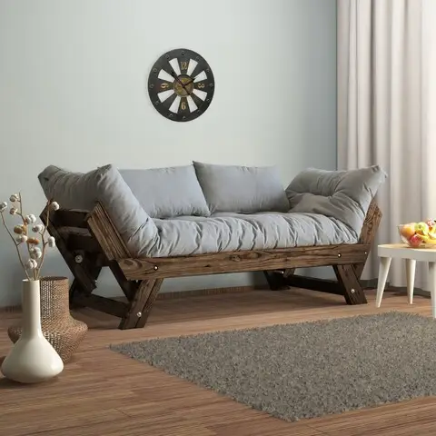 Canapea de gradina cu 2 locuri, Hanah Home, CPT8113-210, Nuc / Gri Calitate înaltă