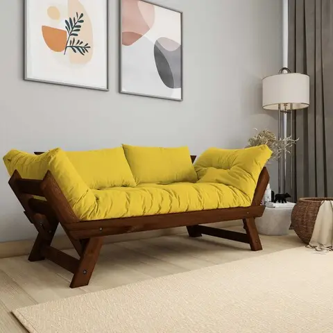Calitate înaltă Canapea de gradina cu 2 locuri, Hanah Home, CPT8166-210, Nuc / Galben