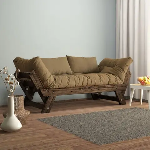 Canapea de gradina cu 2 locuri, Hanah Home, CPT8119-210, Nuc / Cămilă Preț promoțional