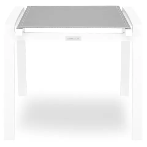 Taburet pentru gradina/terasa Cosmo, 54x52x46.5 cm, aluminiu/textilina, alb/negru Chilipir