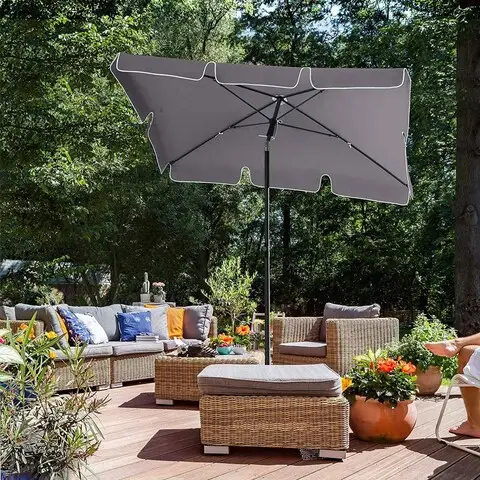 Umbrela dreptunghiulara pentru balcon, gradina, terasa, Songmics, 180 x 125 cm, protectie UV 50+, geanta de transport, gri Promoție