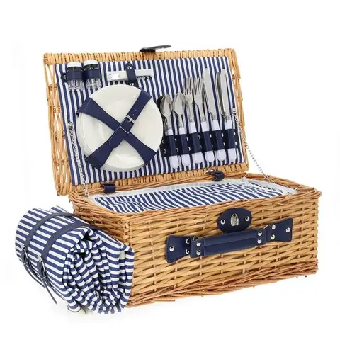 Cos de picnic 4 persoane Orlando, Homla, 46x30x20 cm, cu patura de picnic 130x150 cm, natural Comandă acum