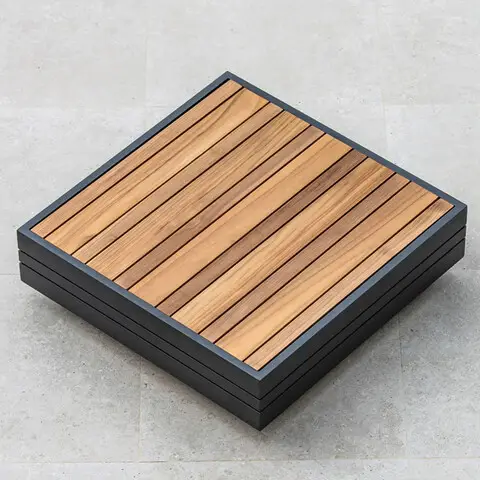 Masuta cafea pentru exterior Largo, 74x74x22.5 cm, aluminiu/lemn, antracit/natur Premium
