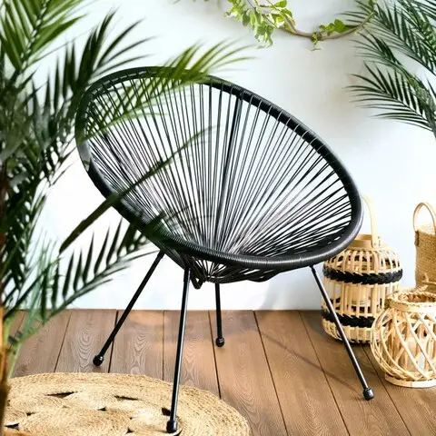 Calitate înaltă Scaun pentru gradina Acapulco Fiesta, Homla, 70x73x80 cm, metal/plastic, negru