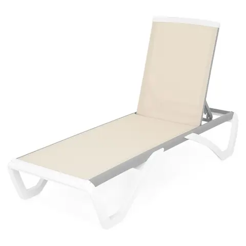 Ofertă exclusivă Sezlong, Yati, L.68.8 l.170 H.31/99 cm, aluminiu, alb/crem