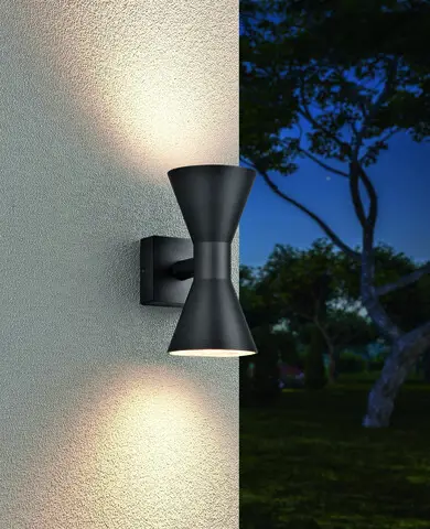 Preț redus Aplica de perete pentru exterior Ardas, TRIO, 7.6x15x20 cm, 10W, 2x GU10, aluminiu turnat, negru mat