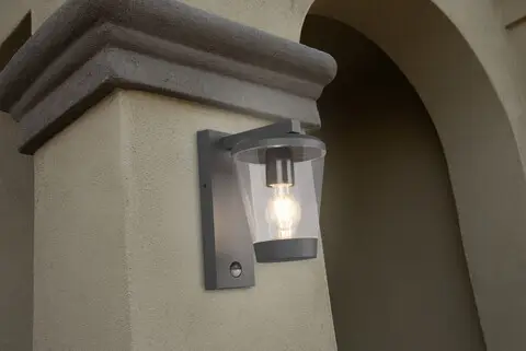 Cumpără online Aplica de perete pentru exterior cu senzor Cavado, TRIO, 16x28 cm, 40W, 1x E27, aluminiu, antracit