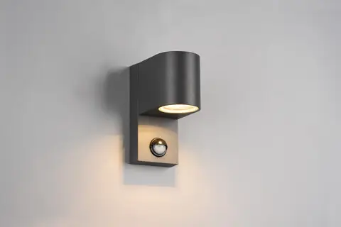 Plată sigură Aplica de perete rotunda pentru exterior cu senzor Roya, TRIO, 7x11.6x15 cm, 35W, 1x GU10, aluminiu, antracit