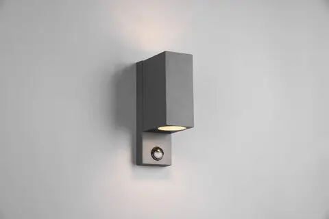 Aplica de perete pentru exterior cu senzor Roya, TRIO, 7x11.6x22 cm, 35W, 2x GU10, aluminiu, antracit Cel mai bun preț