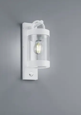 Aplica de perete pentru exterior cu senzor Sambesi, TRIO, 12.5x33 cm, 28W, 1x E27, aluminiu, alb mat Cumpără acum