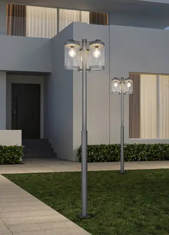 Plată securizată Lampadar de exterior Sambesi, TRIO, 51x240 cm, 28W, 3x E27, aluminiu, antracit