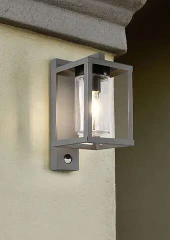 Discount Aplica de perete pentru exterior cu senzor Lunga, TRIO, 16x33.5 cm, 40W, 1x E27, metal, antracit
