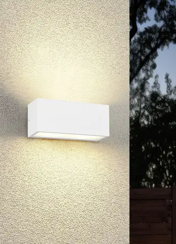 Preferatul clienților Aplica de perete pentru exterior Mayenne, TRIO, 25x11 cm, 10W, 2x E14, aluminiu, alb mat