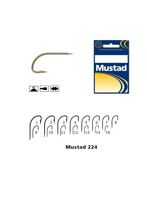 Carlig cristal auriu Mustad 224 nr.2 Livrare rapidă