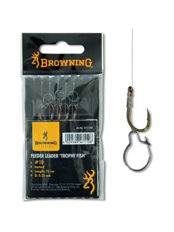 Preferatul clienților Carlige Legate Browning No.12 75cm 0.22mm Feeder Leader Trophy Fish