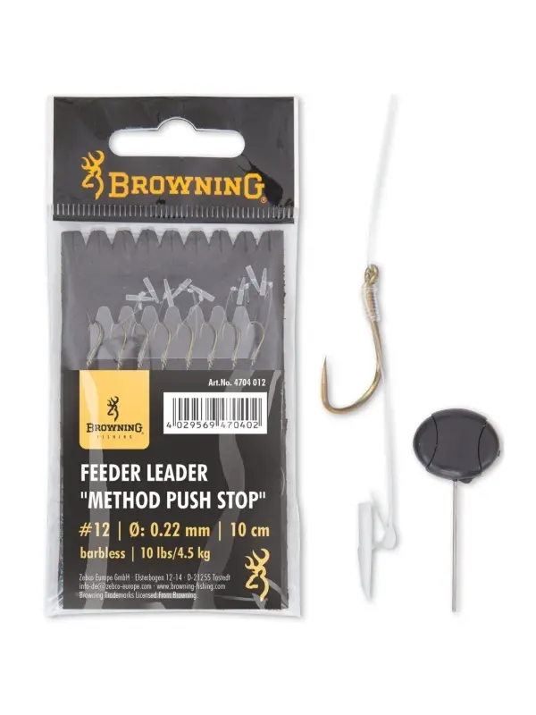 Carlige Legate Browning No.14 10cm 0.22mm Feeder Leader Method Push Stop Noutate