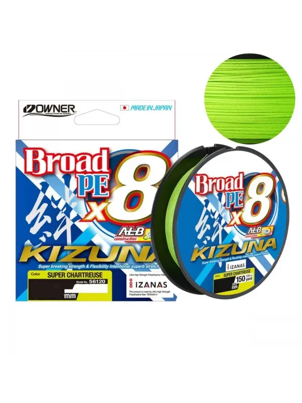 Fir Owner Kizuna X8 Broad Chartreuse 135m - 0,17 mm Plată securizată