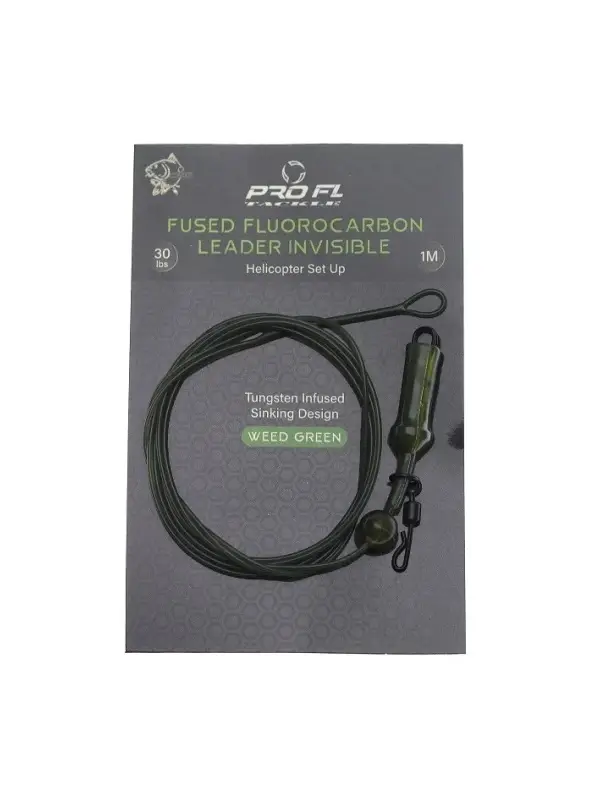 Noutate Pro FL, Montura Fused Fluorocarbon Helicopter Leader, Weed Green - 1 mt/30 lb