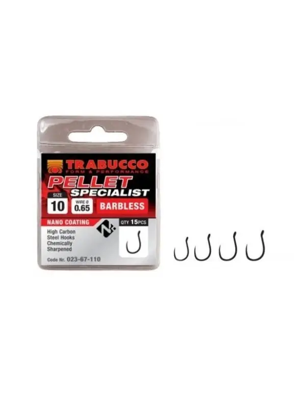 Preț promoțional Trabucco Carlig Pellet Specialist Barbless, 15 buc./plic