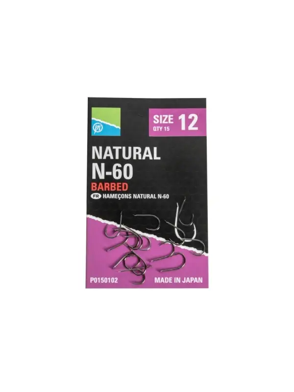 Preston, Carlige Natural N-60, 15 buc Barbed Ofertă