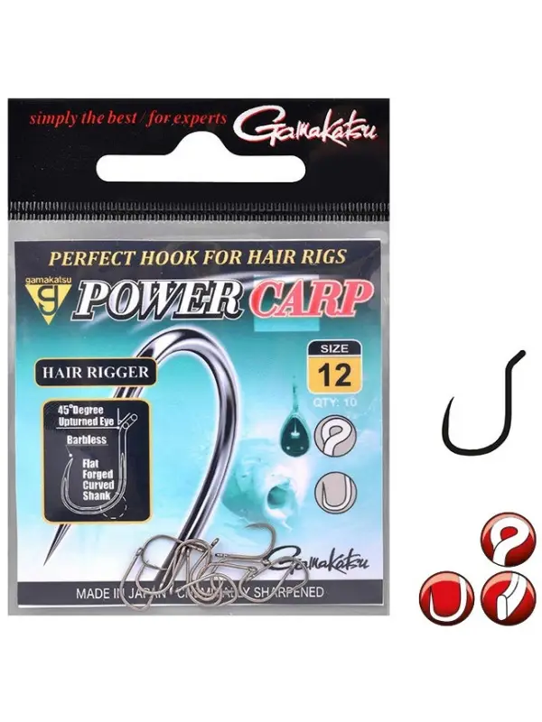 Retur ușor Gamakatsu, Carlige Power Carp, Hair Rigger Barbless, 10buc