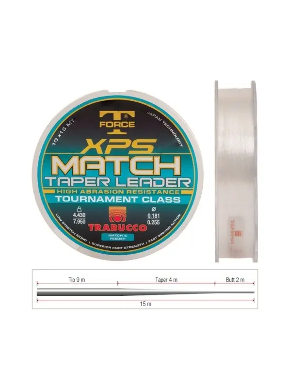 Calitate înaltă Fir Trabucco, T-Force XPS Match Taper Leader 10buc x15 metri