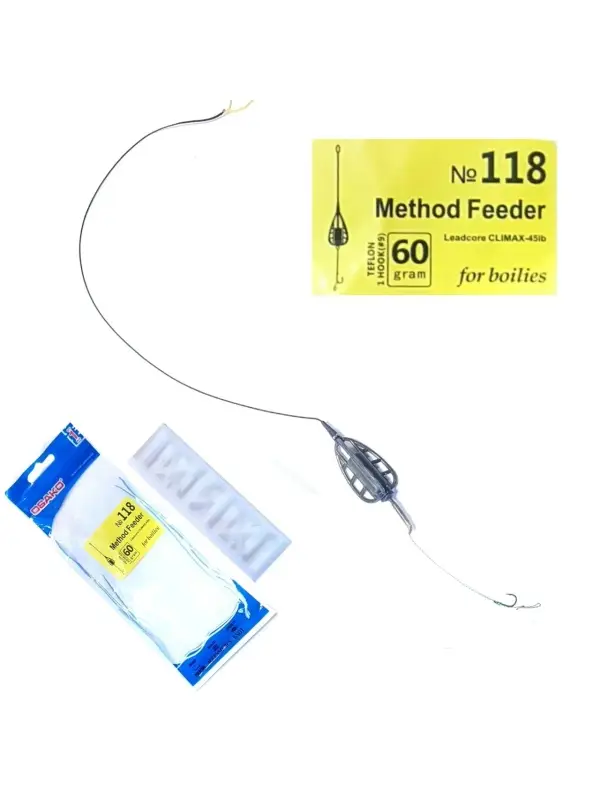 Osako Montura Feeder Method Nr.118 (fir de par, carlig teflonat, leadcore, momitor pasta) Reducere de preț