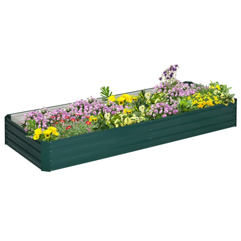 Premium Outsunny Pat Suport de Gradina Inaltat din Metal de Exterior, Suport pentru Plante, Flori si Ierburi, 241x90,5x30cm