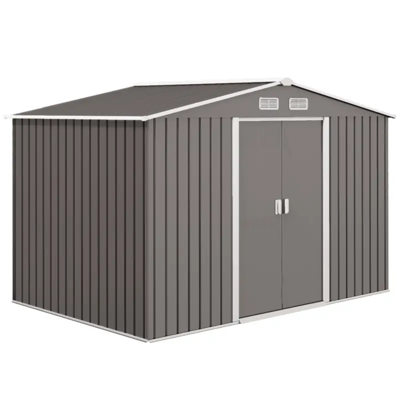 Ofertă Outsunny Casuta Gradina Gri 277×191×192 cm – Din Lamiera de Fier