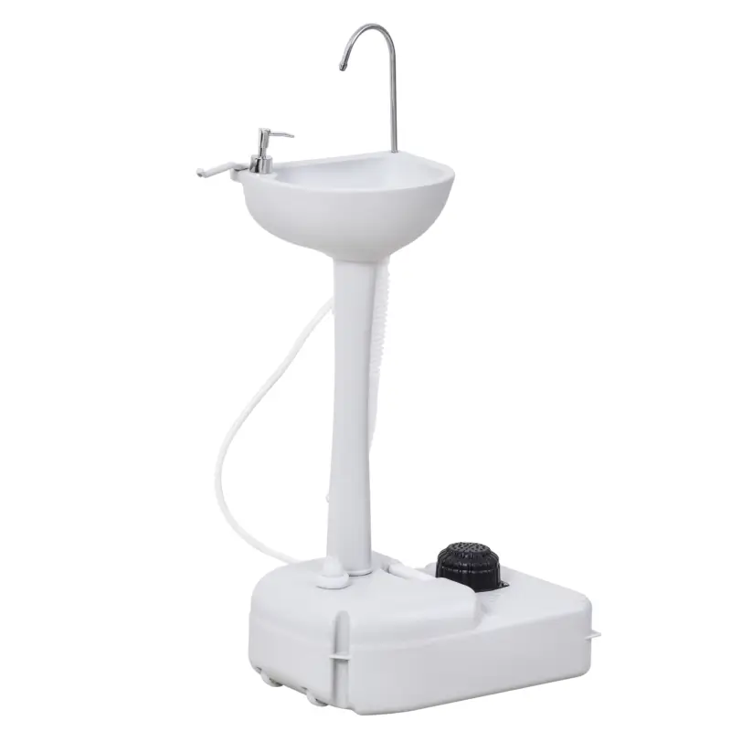 Expediere rapidă Outsunny Chiuveta Portabila Camping – 17 L Apa & 3.5 L Sapun, cu Roti
