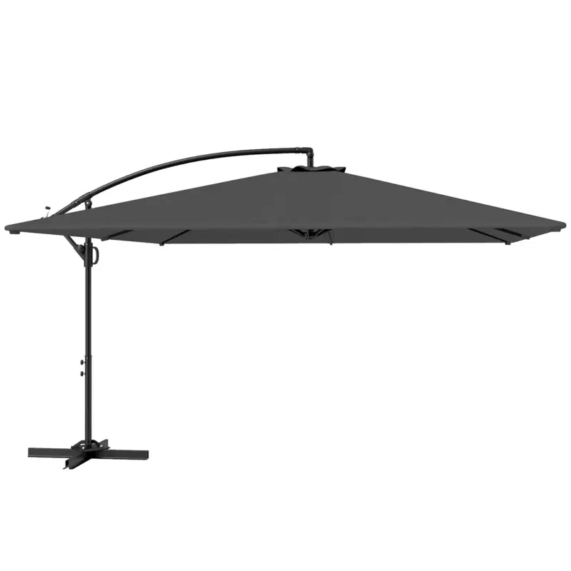 Chilipir Outsunny Umbrelă de grădină cu braț 2.8x3.8 m, rotativă la 360° și înclinabilă, cu deschidere manuală, gri