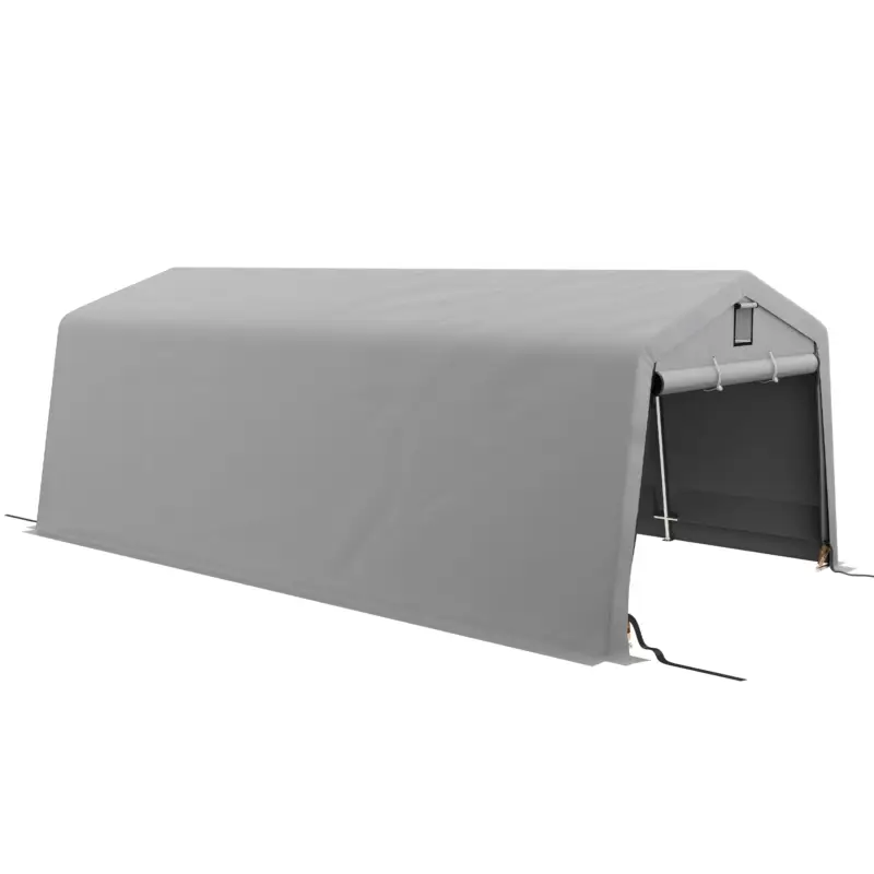 Livrare expres Outsunny Carport 3,3×6,2 m – Garaj Cort Portabil cu Ventilatie & Copertina
