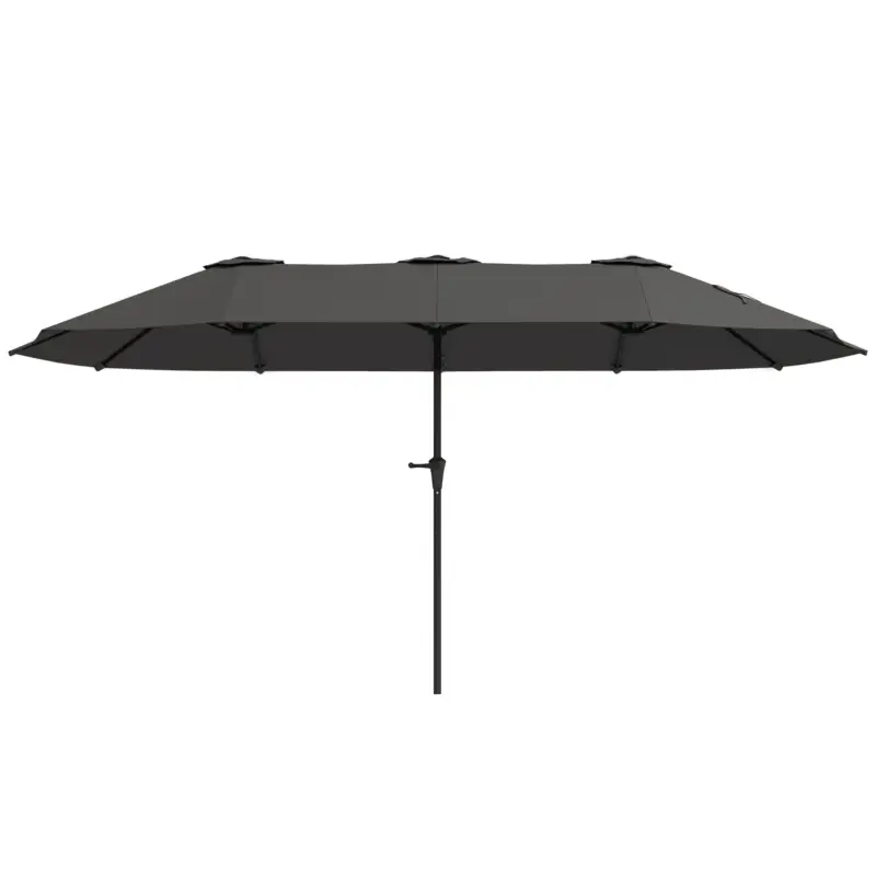 Transport gratuit Outsunny Umbrelă Dublă cu Orificii de Ventilație și Manivelă, din Metal și Poliester, 4x2,2x2,34 m, Neagră și Gri Închis