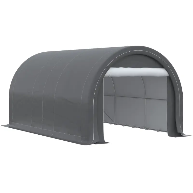 Outsunny Cort Garaj Auto Portabil , 3x5m, Șopron Depozitare de Mare Capacitate, Prelată PE Impermeabilă cu Ușă cu Fermoar, Gri Reducere specială