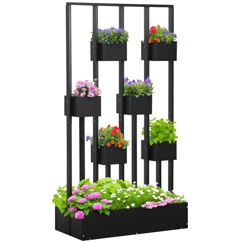 Reduceri Outsunny Jardiniere inaltă cu grindă din lemn pentru plante, legume, flori sau ierburi aromatice, dim. 90L x 45L x 170H cm