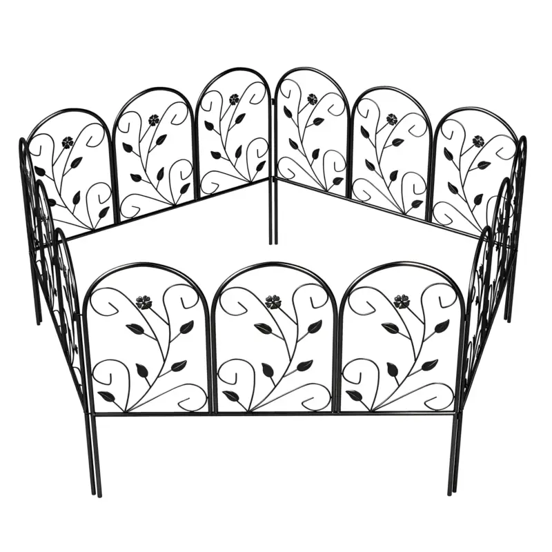 Outsunny Gard de grădină din metal 80 x 60 cm, set grilaj decorativ cu suport pentru grădină, paturi cu flori, barieră pentru animale, Negru Popular