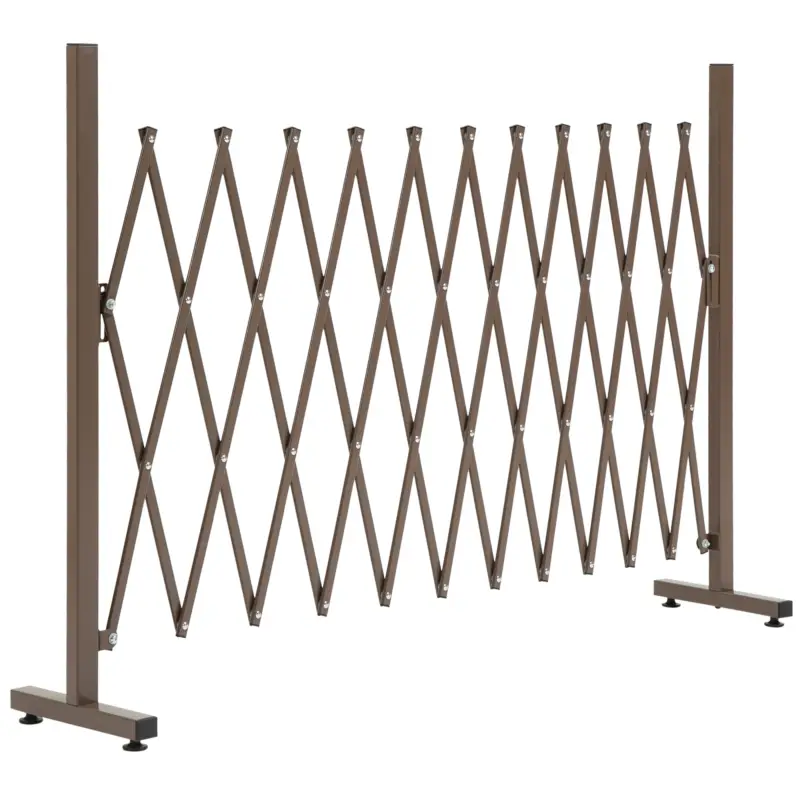Transport gratuit Outsunny Gard de Grădină cu Lățime Reglabilă, Gard de Grădină Multifuncțional din Metal și Aluminiu, 300x31x103,5 cm, Maro Închis