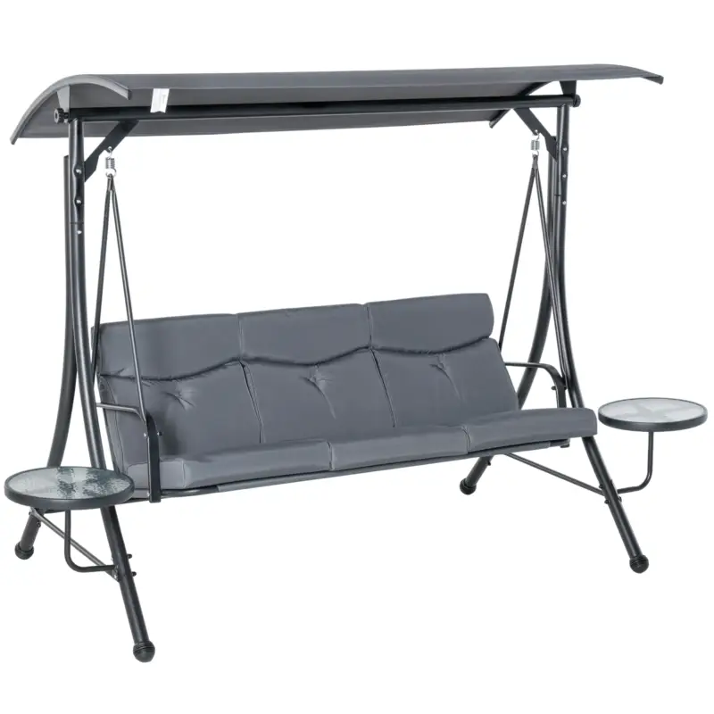 Outsunny Balansoar cu 3 scaune de gradina sau balcon cu acoperis si 2 mese de cafea Reducere extra