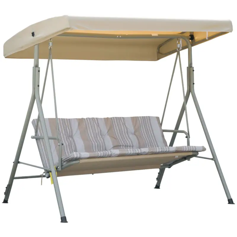 Outsunny Dondolo da Giardino 3 Posti in Acciaio con Tetto Regolabile e Cuscini Preț promoțional