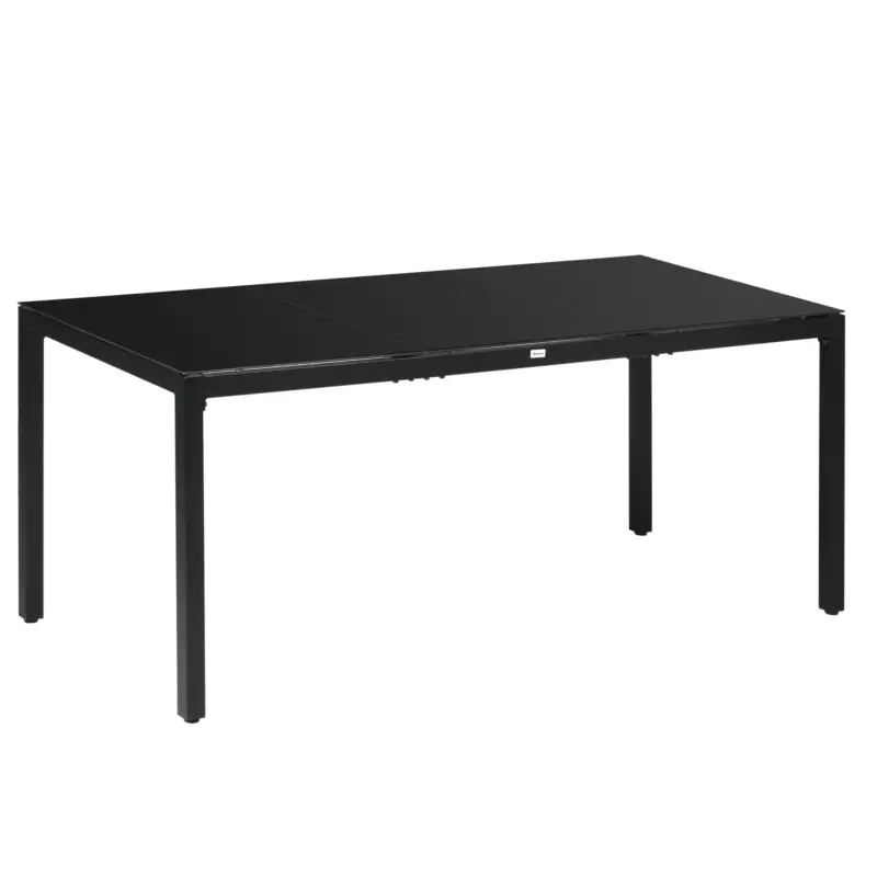 Cel mai vândut Outsunny Masa pentru exterior cu 8 locuri, Masa dreptunghiulara din aluminiu pentru gradina, cu blat din sticla securizata, negru