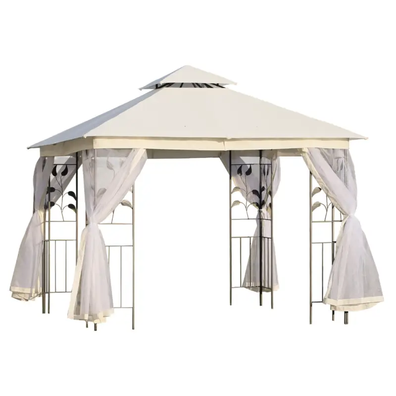 Outsunny Foisor de Exterior 3x3m cu Plasa pentru Tantari si Cadru din Otel Alb Preț promoțional