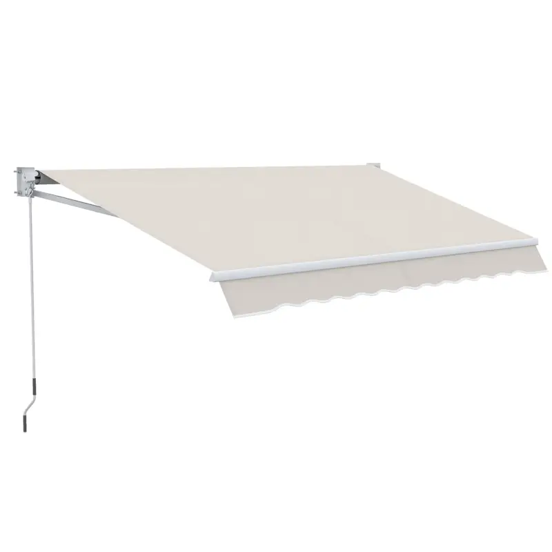 Promoție Outsunny Copertina pentru soare cu brate si actionare manuala, din aluminiu si poliester pentru exterior, 250x200 cm, alb crem