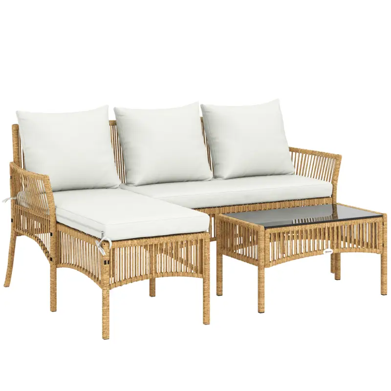 Vezi acum Outsunny Set de Mobilier de Grădină, Set de Grădină 3 Piese, Crem Natural